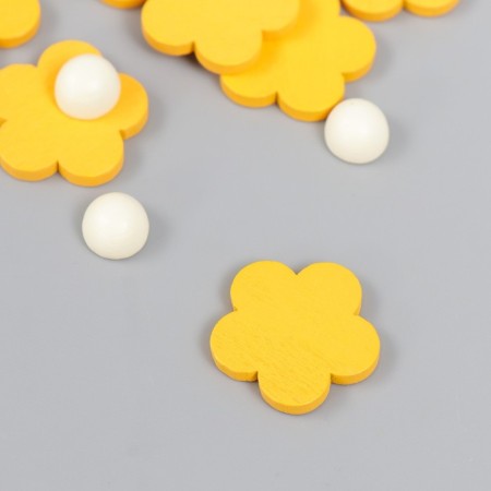 Decor for creativity tree "Flower and core" d-2 cm, set 10+10 pcs yellow-1