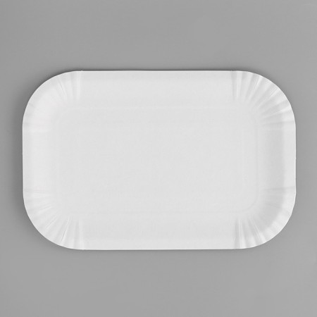 Disposable plate "white" rectangular, cardboard, 13 x 20 cm-1