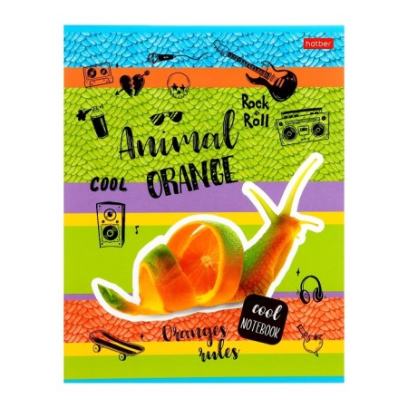 A notebook of 80 sheets in the "Animals Orange" cage, cover coated cardboard, selective varnish, block 65 g/m2, mix-4