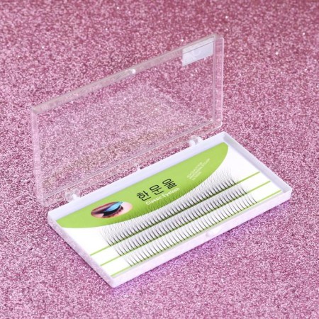 Eyelashes for extension, bundles, 12 mm, thickness 0.07 mm, bend C, 120 bundles, black color black