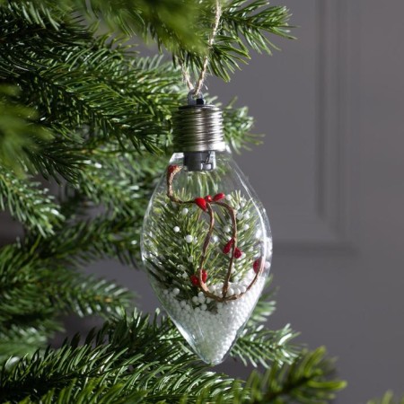 Christmas ball "spruce branch", batteries, 5 LED, white glow-1