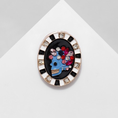 Brooch "Kame" Skull, colored in gold-2