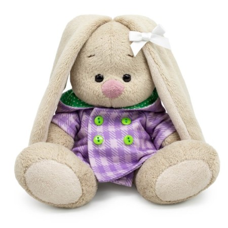 Soft toy "Bunny Mi", in a checkered coat with a hood, 15 cm