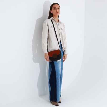 Richet bag on a magnet, a long belt, an orange/brown color-8