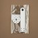 The fastener is sewn for a bag, on a button, made of genuine leather, 13.5 × 2.5 cm, white/silver color