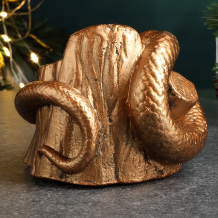 Kashpo "Snake on the stump" aged bronze, 10x10cm-1