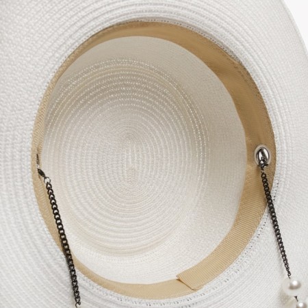 Women's hat with beads minku Milk color, rr 56-58-5
