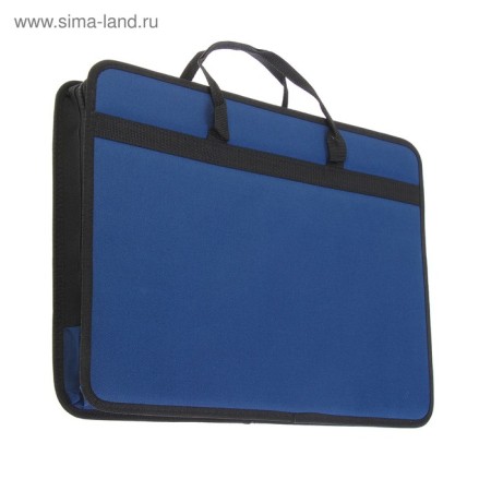 Folder for drawings and drawings for artists A3, 470 x 350 x 60 mm, handles, frame, textile, 1C33 "Lyuban", blue-2