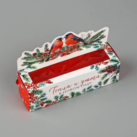 Box for Makarun "Bullfins", 18 x 5.5 x 5.5 cm, New Year-1