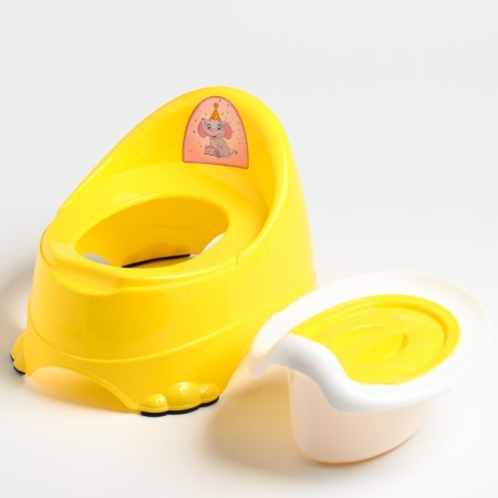 Pot children's anti-slip "Baby-compot" with a lid, a removable bowl, color yellow-2