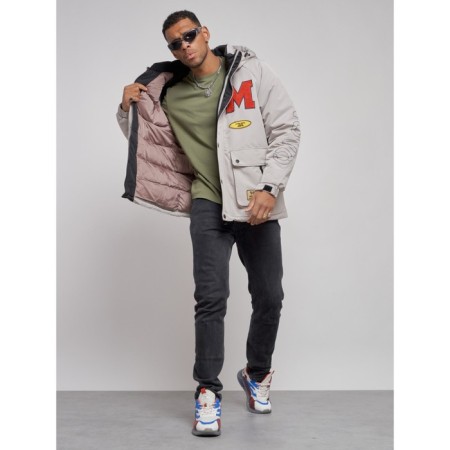 Winter male jacket, size 52, gray color-11