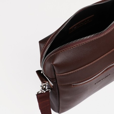 Men's bag over the shoulder, Textura, artificial leather, brown color-6