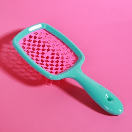 The comb is massage, wide, ventilated, 8.5 × 20.5 cm, PVC box, turquoise/pink color-6