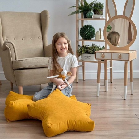 Decorative pillow "Stars", size 55x55x12 cm, yellow color-4