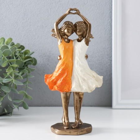 Polystone souvenir "Two sisters" bronze, orange-white 10.5x6.5x21.5 cm