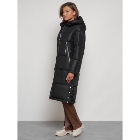 Coat insulated winter female, size 44, black color-1