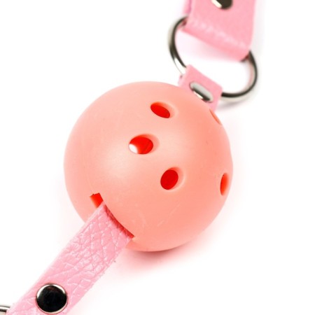 Gag BDSM Oka-hips, classic, adjustable belt, PU, ​​ABS, 500 x 45 mm, pink-1