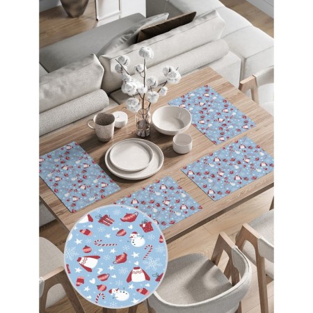 A set of napkins for setting the New Year mood table, rectangular, rounded edges, size 30x46 cm, 4 pcs-1