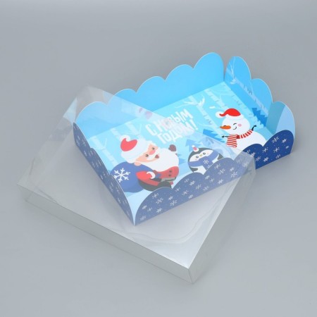 Gift box with PVC “Happy New Year!”, Snowman, 20 x 30 x 8 cm, New Year-2