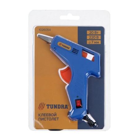 Tundra glue gun, 20 watts, 220 V, switch, indicator, long nozzle, 7 mm-11