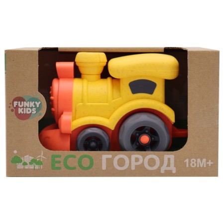 Eco-machine Funky Toys "Train", yellow color, 16 cm-2