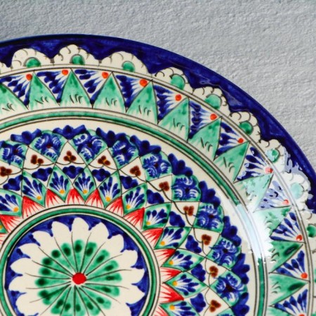Plate of the Rishtan ceramics "Flowers", 25 cm, blue-5