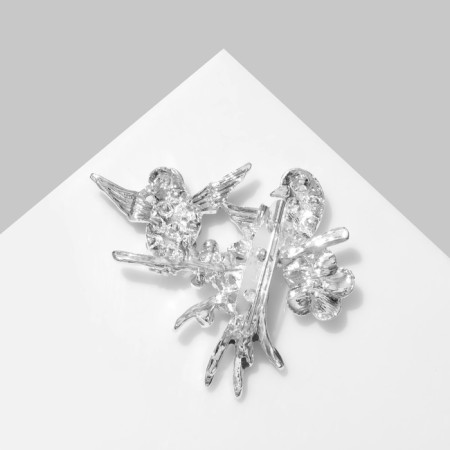 Brooch "Birds" Spring, color in silver-1