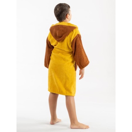 Terry robe for a boy, height 134-140 cm, yellow color-1