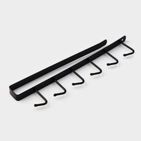Kitchen holder suspended for 6 objects of the share, 1.5 × 26 × 7 cm, black color