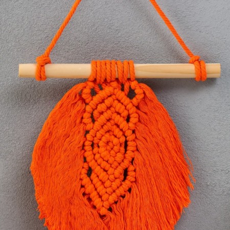 Panel wall in the technique of Macrame "Liszt" Terracott 38x20 cm-1