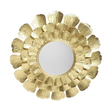 Decor Wall metal with a mirror "Flower. Fan" gold 94x94x7 cm-3