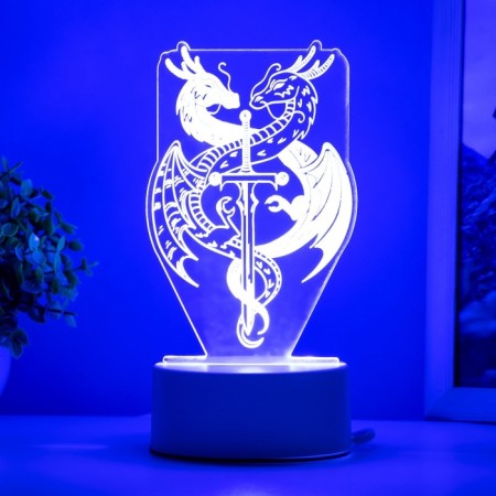 Lamp "Two Dragons" LED white 10x9.5x16 cm-5