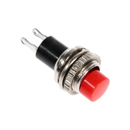 Switch-Knopka, 250 V, 2 A, On-OFF, 2C, D = 10.2 mm, without fixation, metal, red