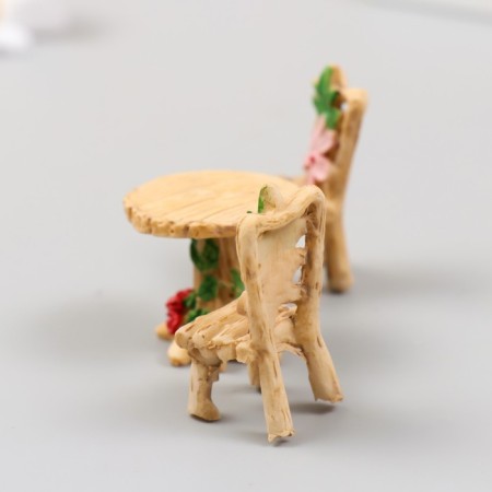 Figure for Florarium Polystone "Table with chairs Flower" set-3
