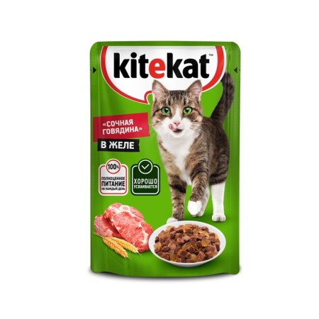 Wet Kitekat food for cats, beef in jelly, spider, 85 g-8
