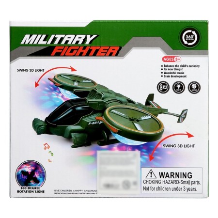 The “fighter” helicopter, works from batteries, light and sound, green color-7