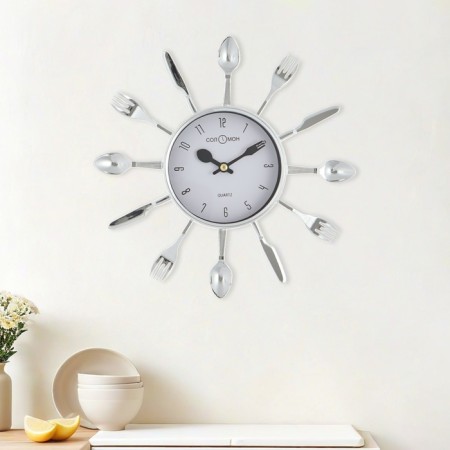Wall clock, series: kitchen, "forks, spoons, cooks", smooth move, 25 x 25 cm, d-11 cm-3
