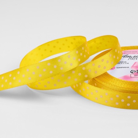 Satin ribbon "Golshek", 15 mm × 23 ± 1 m, color yellow No. 132