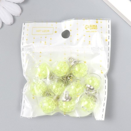 Suspension decorative for creativity glass "ball - pebbles" green d = 1.6 cm set 10 pcs-3