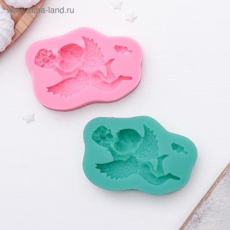 Mold "Angel with a bouquet", silicone, 9.3 × 6 × 1.9 cm, color mix-5