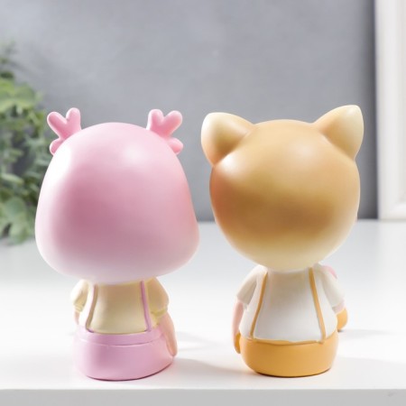 Polystone souvenir "Baby cow/baby-oleka with long legs" set 2 pcs 19x6x7.5 cm-3