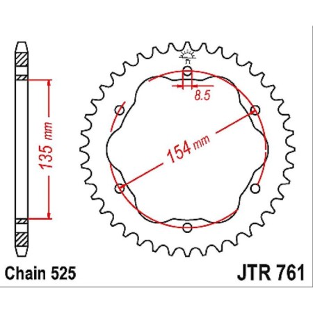 The star Vedic Steel JTR761, chain 525, 43 teeth