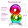 Foil ball 32 “number 8”, on a stand, rainbow
