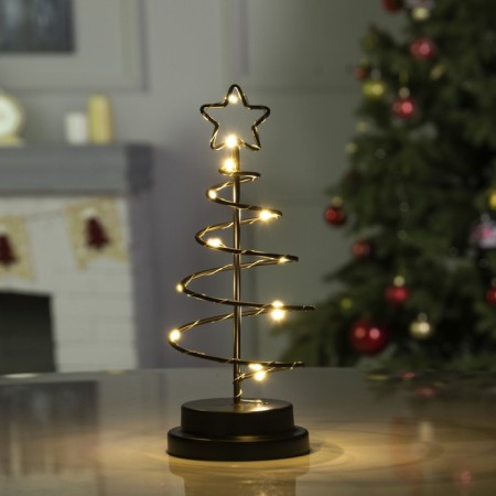 LED figure "Black Christmas tree" 12 × 25 × 12 cm, metal, batteries AAAX3 (not complete), glow warm white