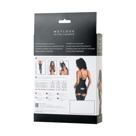 Glossy Ivy choker dress from Wetlook material, size s, black color-5