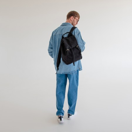 Male City Backpack, Textura, Textile, Black Color-7