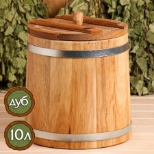 Oak tube, 10l, stainless hoop, with a lid, with a nest