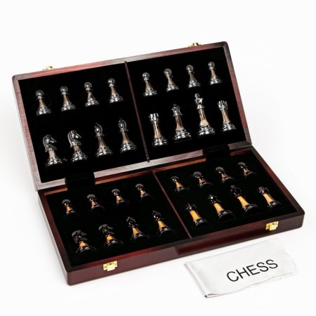 Chess souvenir "jade", wooden board 45 x 45 cm, metal figures-6