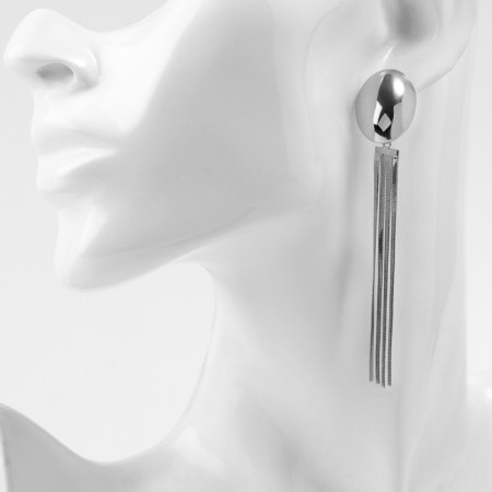 Hanging earrings "Waterfall" 4 threads, silver color-3