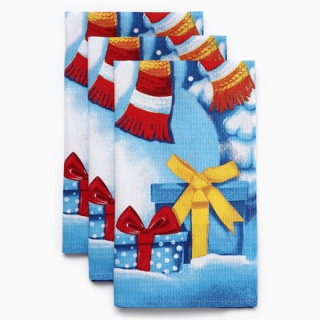A set of towels "Dolyana" snowman 35x60cm-3pcs, 100% HL, waffle canvas 162g/m2-4